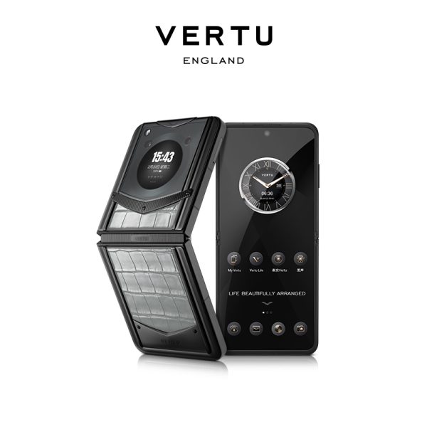 VERTU IRONFLIP乐享款-黑陶黑色-大象灰鳄鱼皮